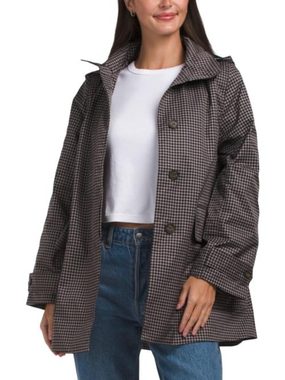 BERNARDO Gingham Raincoat